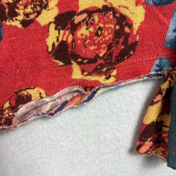 We The Free T Shirt Womens M Mash-Up Long Sleeve in Red Combo Floral - Picture 5 of 8
